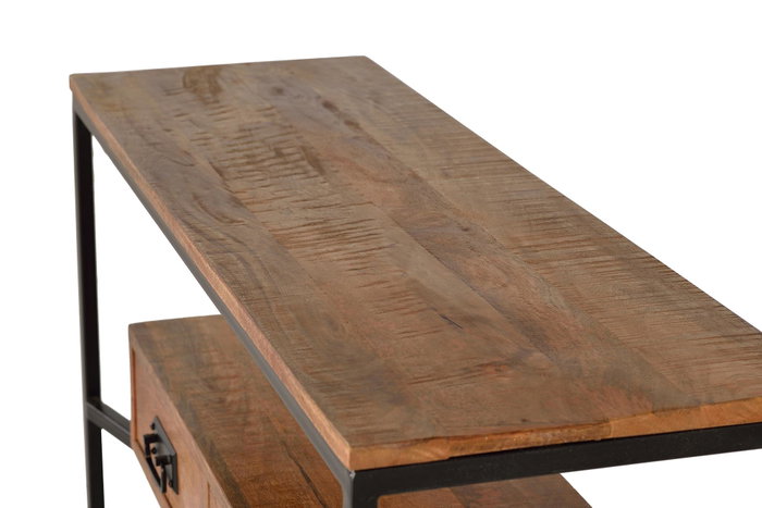 GINER Y COLOMER Consola de estilo industrial en madera de mango y metal